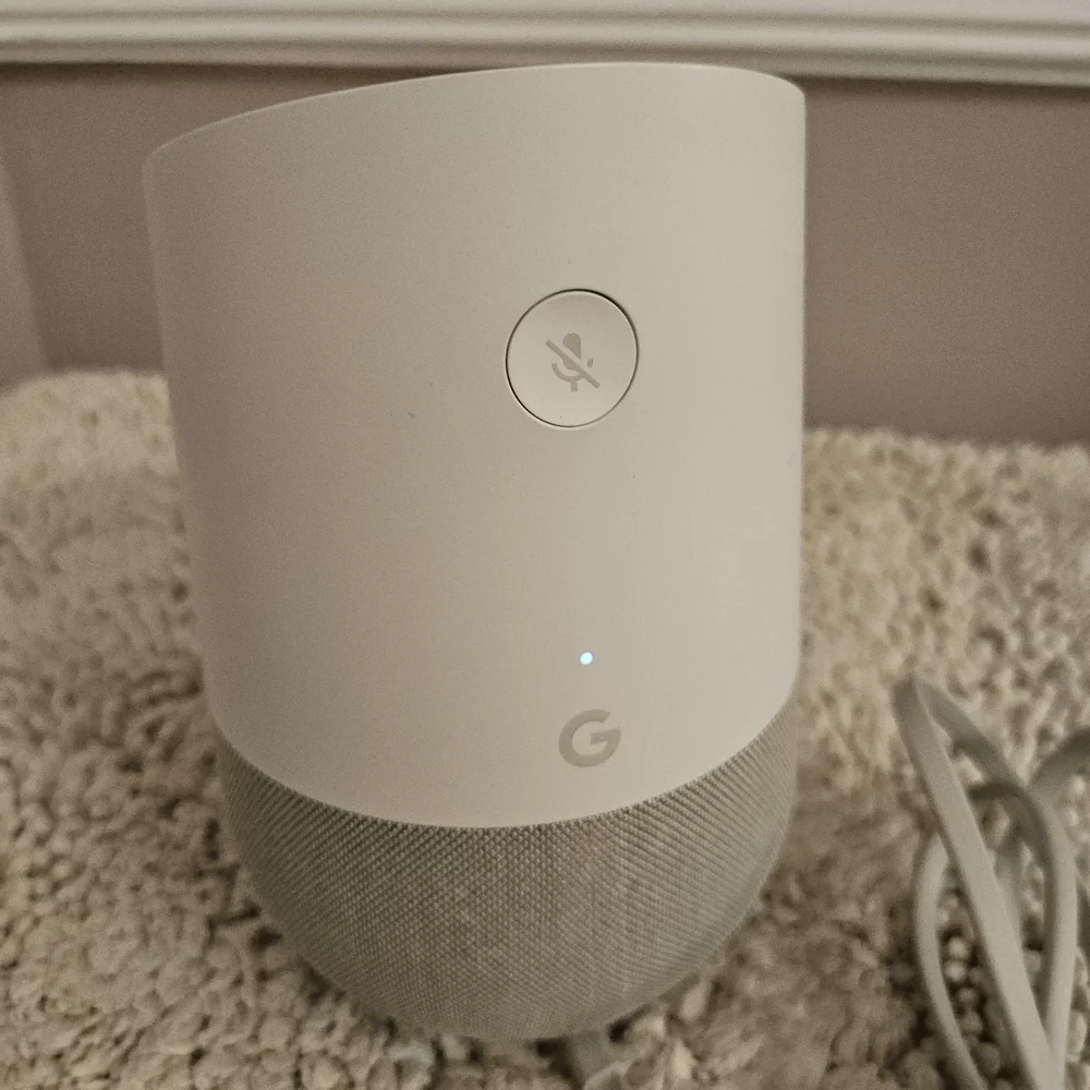 Google Home Smart Speaker (White/Grey) – Great Condition